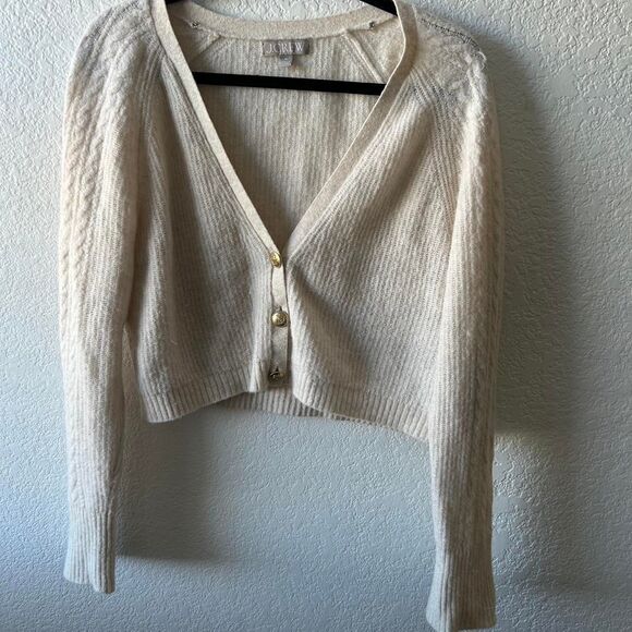 J Crew Supersoft Cropped Cable-knit Sweater Cardigan M Alpaca Blend Quiet Luxury - Picture 8 of 8